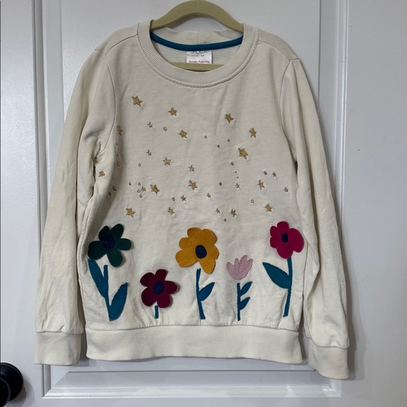 HANNA ANDERSSON GIRLS FLOWER APPLIQUÉ CREWNECK SWEATSHIRT 8 - Picture 2 of 8
